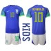 Billige Brasil Neymar Jr #10 Bortetrøye Barn VM 2022 Kortermet (+ korte bukser)